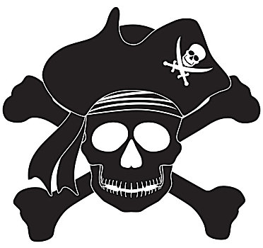 海盗,头骨,黑白,插画