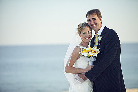 新婚夫妇,海滩,北下加利福尼亚州,墨西哥
