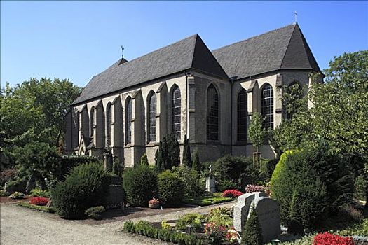 墓地,旁侧,圣徒,教堂,杜伊斯堡,德国