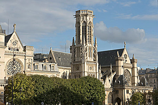 郡,市政厅,钟楼,左边,教堂,右边,地点,卢浮宫,巴黎,法国,欧洲