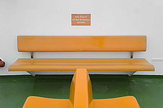 渡轮,甲板,特写,长椅,橙色,空