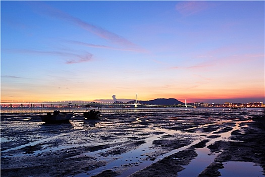 日落,海岸