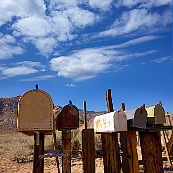 邮箱,邮筒,旧式,西部,加利福尼亚,荒芜