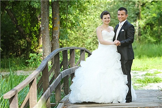 婚礼,照片,木桥