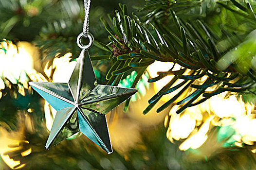 星形,圣诞饰品,发光,银