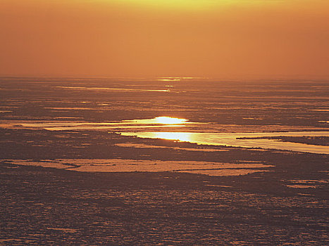 海洋,冰,日落