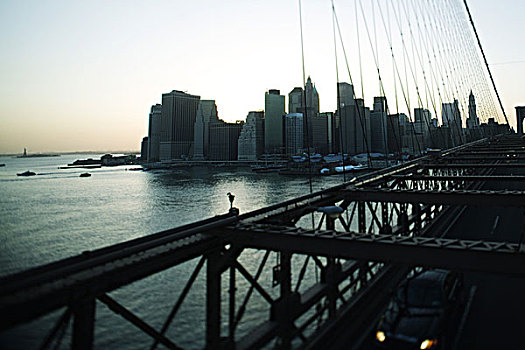 风景,下曼哈顿,布鲁克林大桥,纽约