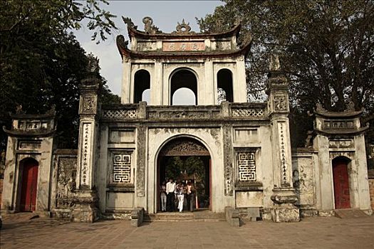 门口,寺庙,文学作品,河内,越南,亚洲