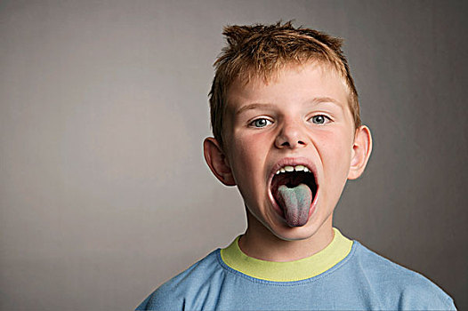 男孩,蓝色,舌头
