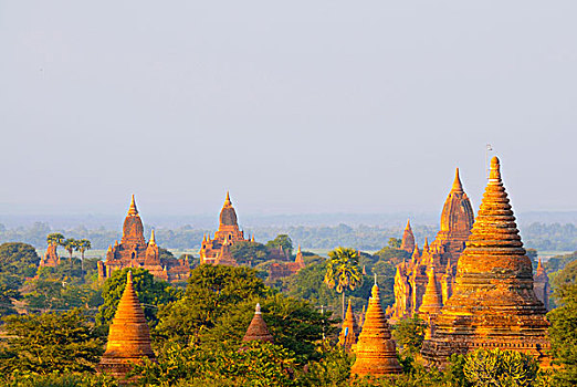 风景,塔,庙宇,古老,毁坏,城市,蒲甘,缅甸,东南亚,亚洲