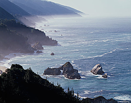 加利福尼亚,大,海岸,海洋,堆积,太平洋,中心,大幅,尺寸