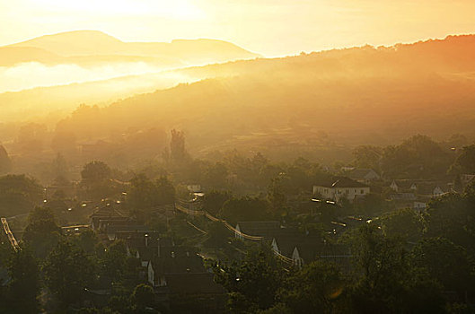 山村,风景,太阳,云