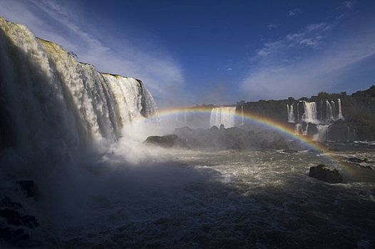 巴西,伊瓜苏,国家公园,伊瓜苏瀑布,喉咙,彩虹