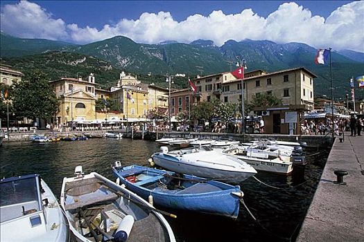 湖,夏天,游客,建筑,加尔达湖,威尼托,马尔切斯内,意大利,欧洲