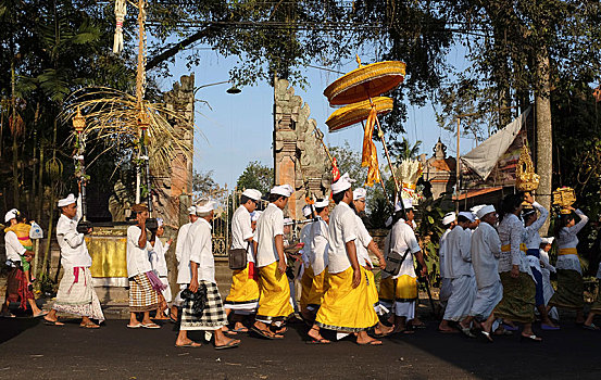 巴厘岛,传统服装,宗教,队列,街上
