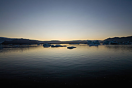 冰岛,杰古沙龙湖,结冰,泻湖,黎明