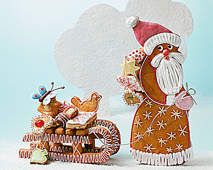 蜂蜜蛋糕,圣诞老人,雪撬