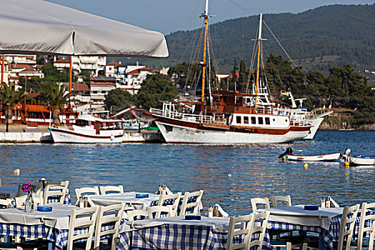 希腊,中马其顿,海其迪奇,半岛,港口,风景