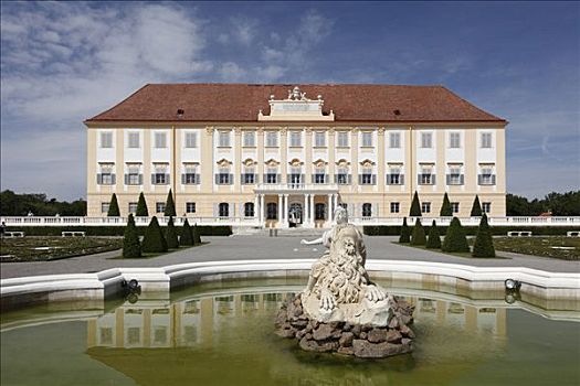 喷泉,巴洛克,平台,花园,城堡,下奥地利州,奥地利,欧洲