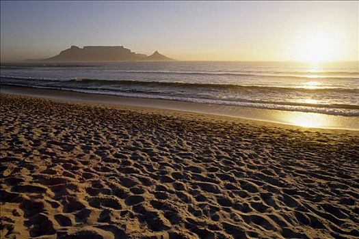 海滩,桌上,山,日落,开普敦,开普省,南非