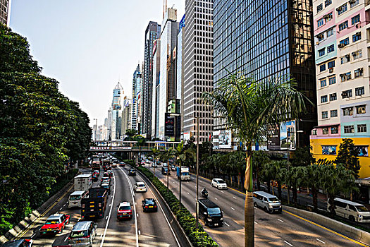现代城市街道,香港,中国