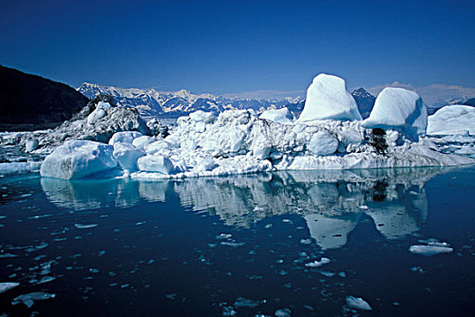 阿拉斯加,威廉王子湾,冰山,漂浮
