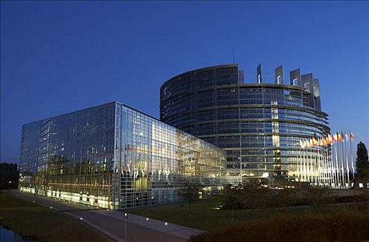 欧洲议会,斯特拉斯堡,黄昏,法国