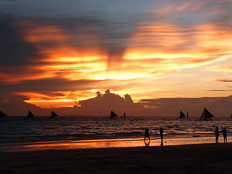 菲律宾长滩岛落日夕阳