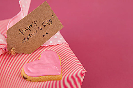 特写,姜饼,饼干,礼盒,粉色背景