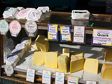 奶酪,货摊,户外市场