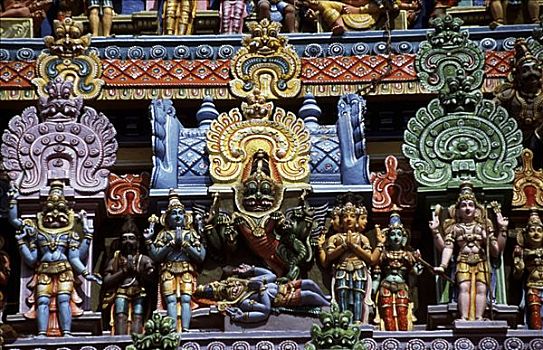 粉饰灰泥,塑像,塔,庙宇,泰米尔纳德邦,印度