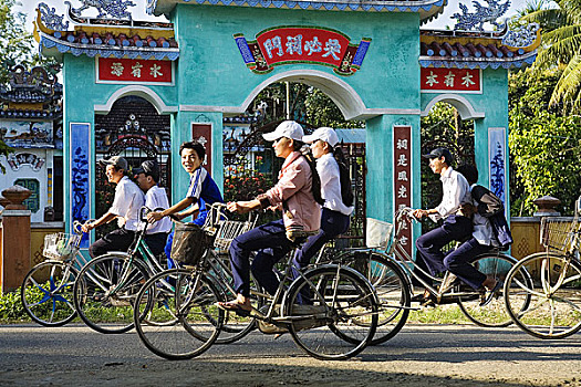 群体,骑,自行车,越南