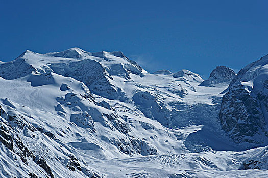 山,山脉,顶端,冰河,右边,恩加丁,格劳宾登州,瑞士,欧洲