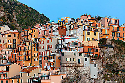 意大利,风格,建筑,上方,悬崖,马纳罗拉,五渔村