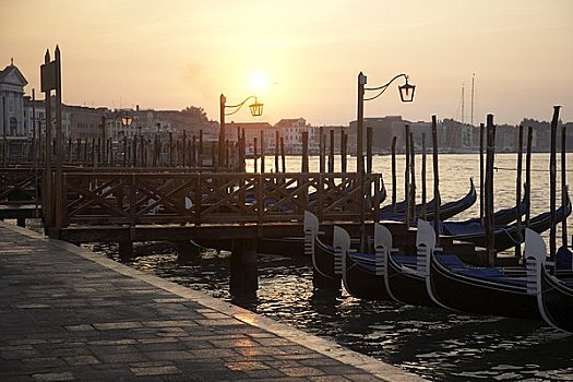 小船,日出,威尼斯,意大利
