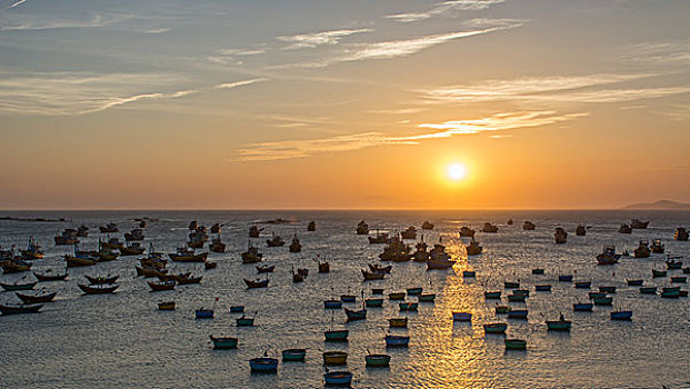 越南美奈渔村日落