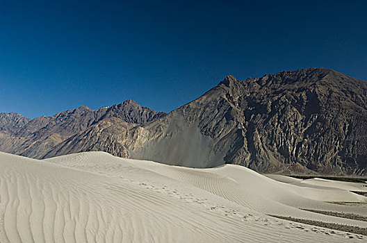 沙丘,沙漠,山脉,背景,山谷,查谟-克什米尔邦,印度