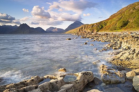 岩石,岸边,湖,苏格兰