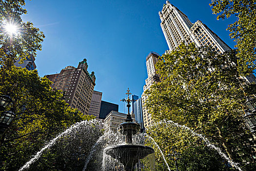 市政厅,公园,建筑,曼哈顿,纽约,美国,北美