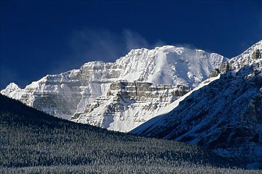 全景,积雪,山峦,山,班芙国家公园,艾伯塔省,加拿大