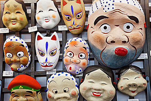 日本,面具,市场货摊,购物街,浅草寺,浅草,东京