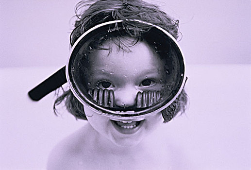 女孩,头像,戴着,潜水面具