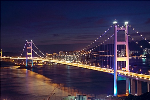 漂亮,夜景,桥,香港