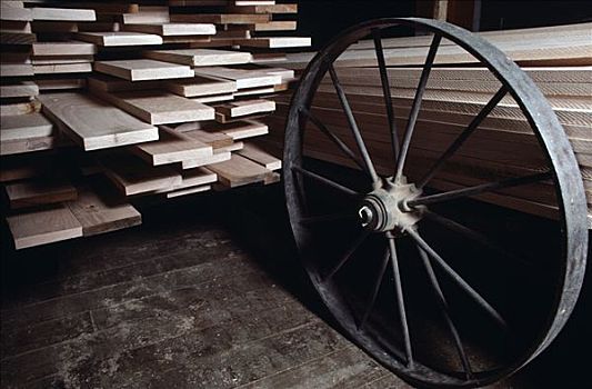 轮子,木材场