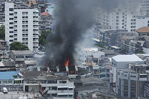 建筑,燃烧,曼谷,泰国