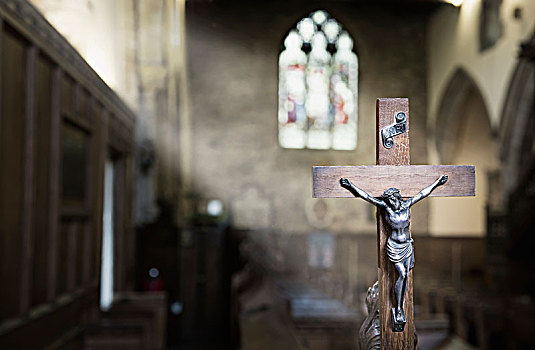 特写,耶稣十字架,室内,教堂,北约克郡,英格兰