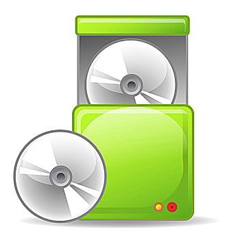 插画,绿色,cd播放器