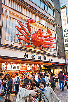 日本,本州,关西,大阪,街道,蟹肉,广告,广告牌,巨大