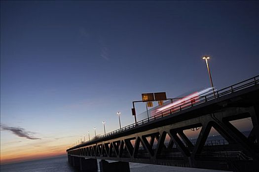 桥,夜晚,瑞典