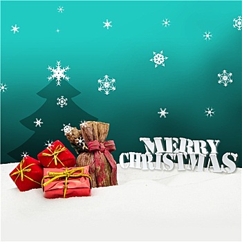 圣诞节,背景,圣诞树,礼物,青绿色,雪